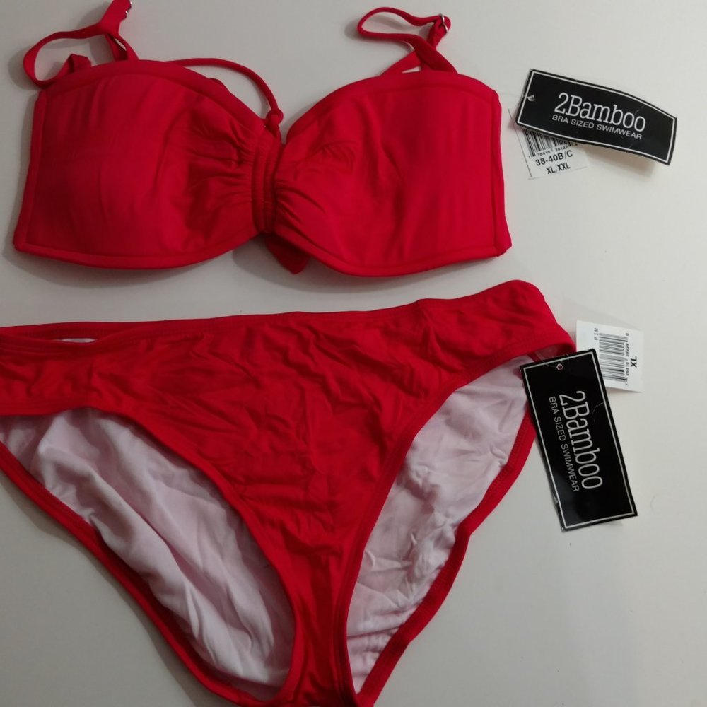 New 2Bamboo Red Bikini Bottoms